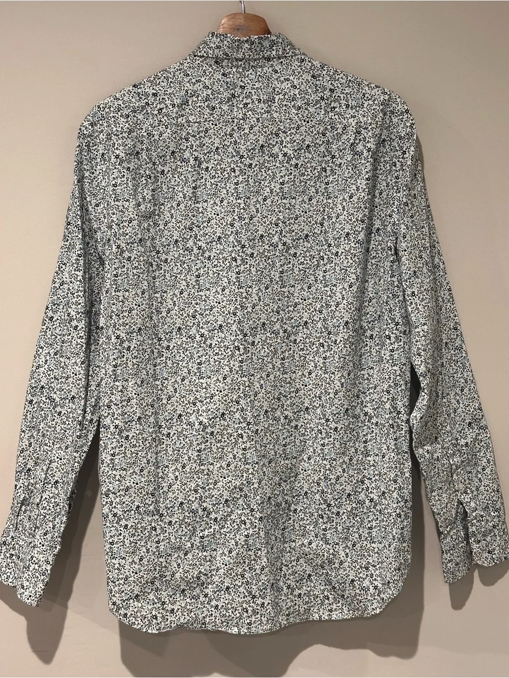 J. Crew Men's White Shirt with Blue Floral Print